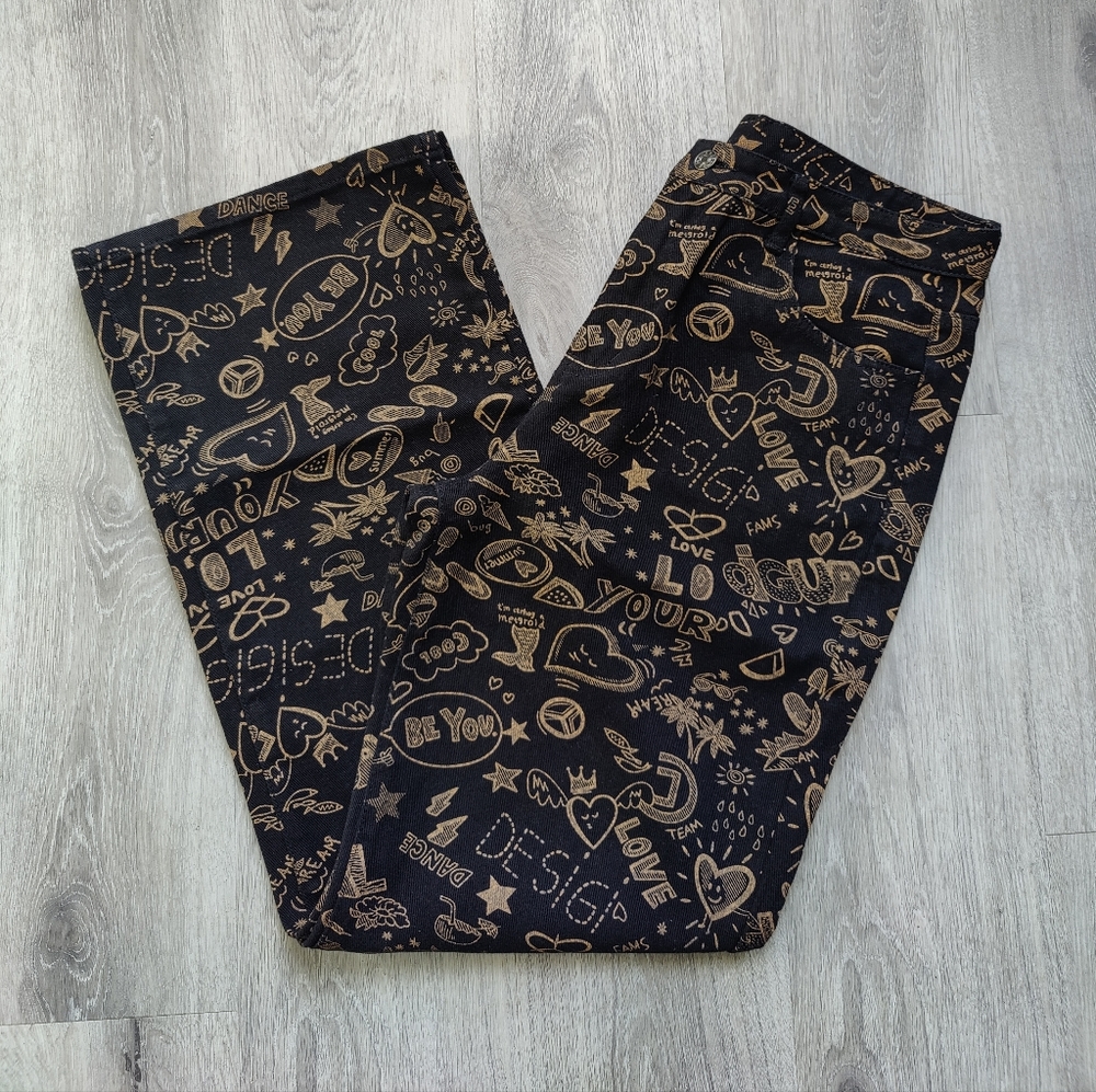 SHEIN Graffiti/Doodle Print Boyfriend Jeans